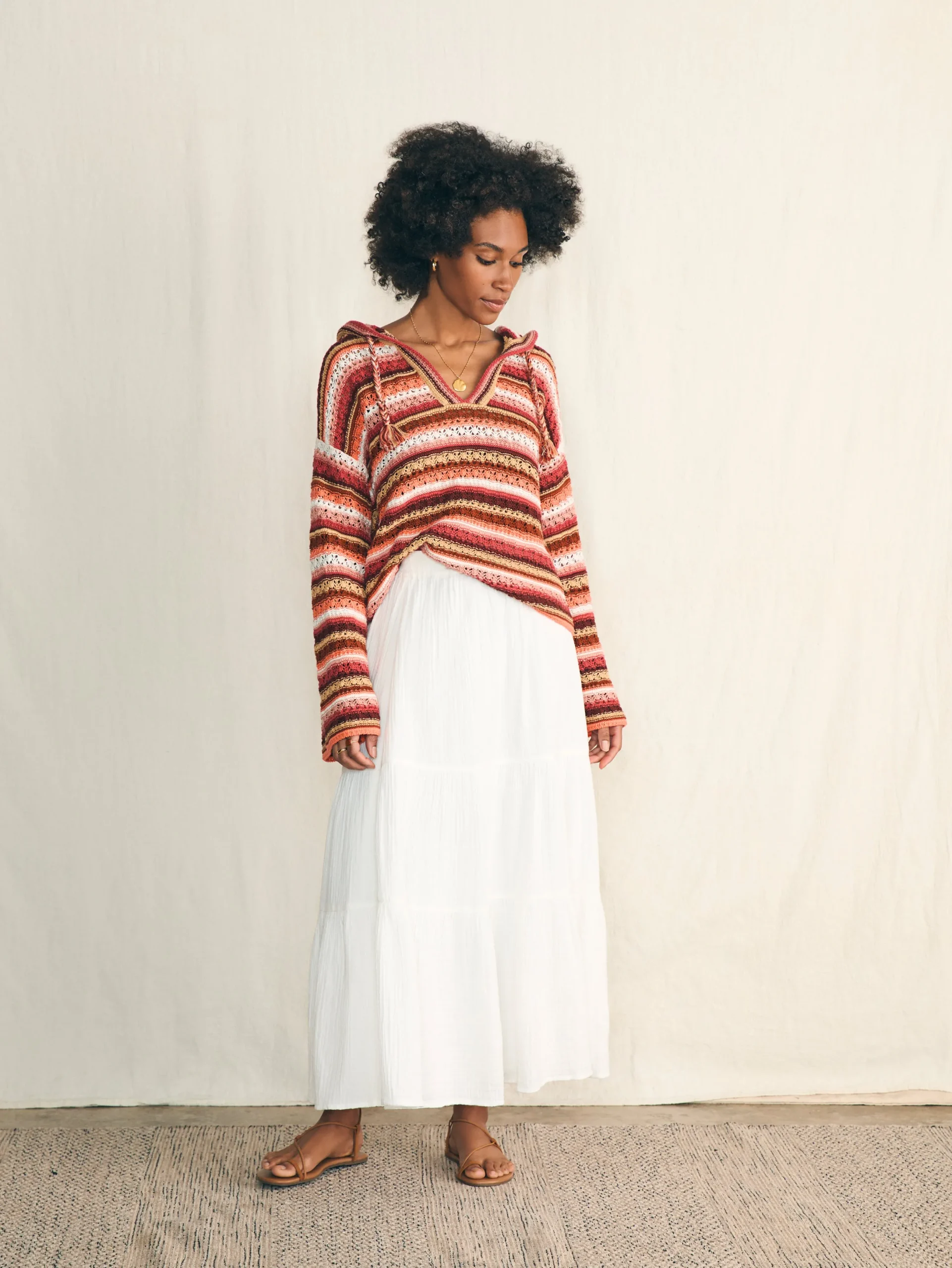 Women Faherty Brand Beach Bonfire Crochet Hoodie -