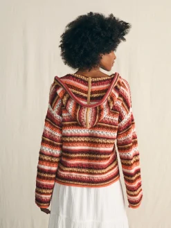 Women Faherty Brand Beach Bonfire Crochet Hoodie -