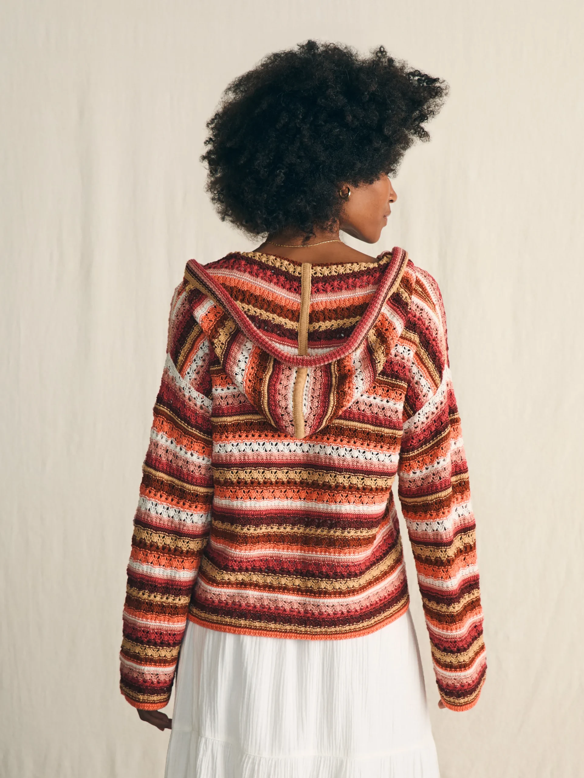 Women Faherty Brand Beach Bonfire Crochet Hoodie -
