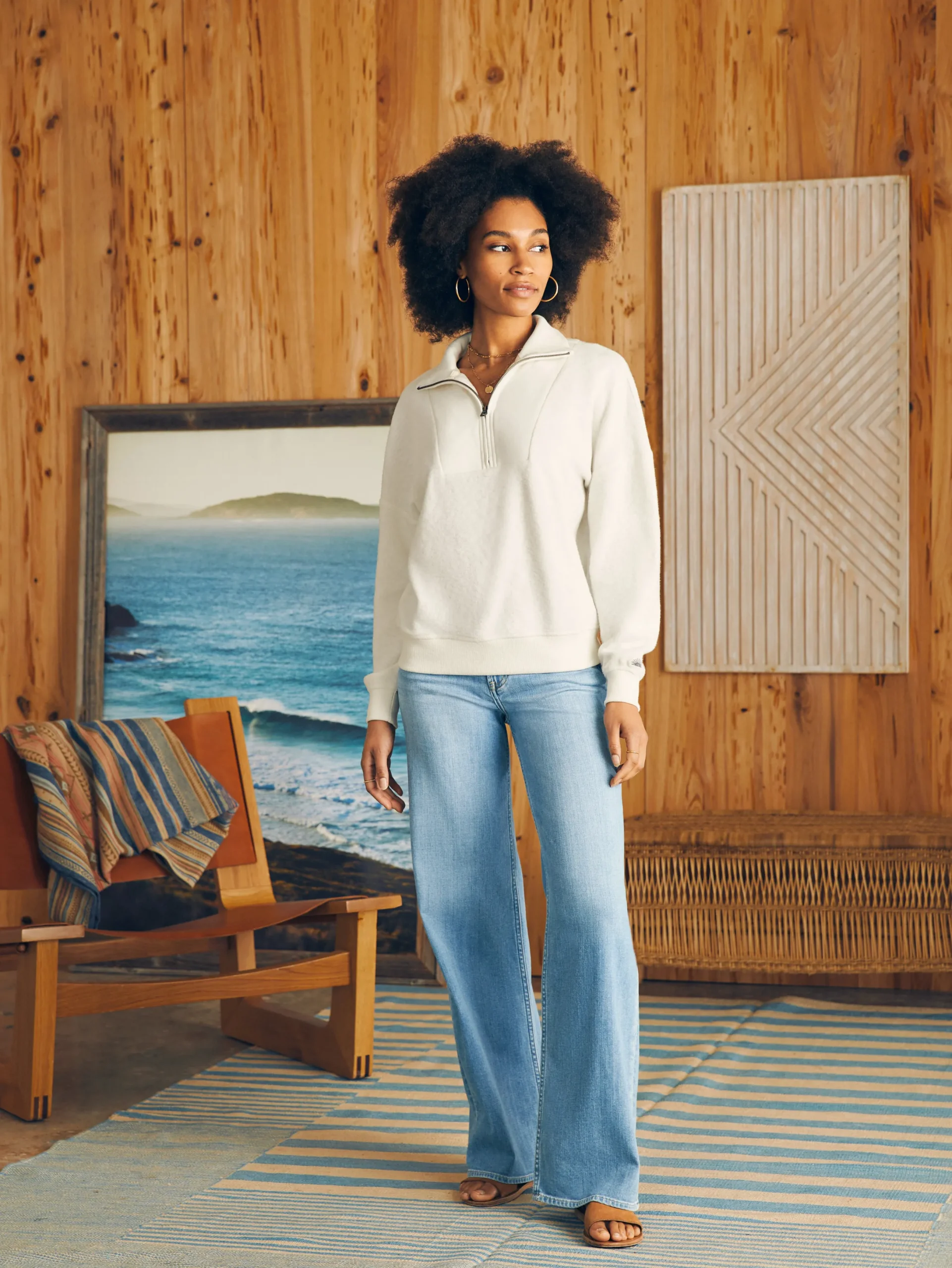 Women Faherty Brand Beach Fleece Quarter Zip -