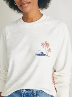 Women Faherty Brand Cabana Towel Terry Crew -