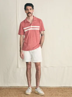 Faherty Brand Cabana Towel Terry Surf Stripe Polo Shirt -