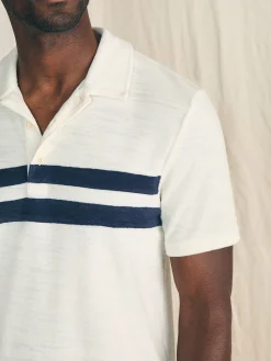 Faherty Brand Cabana Towel Terry Surf Stripe Polo Shirt -