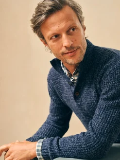 Faherty Brand Cashmere Wool Quarter Button Sweater -