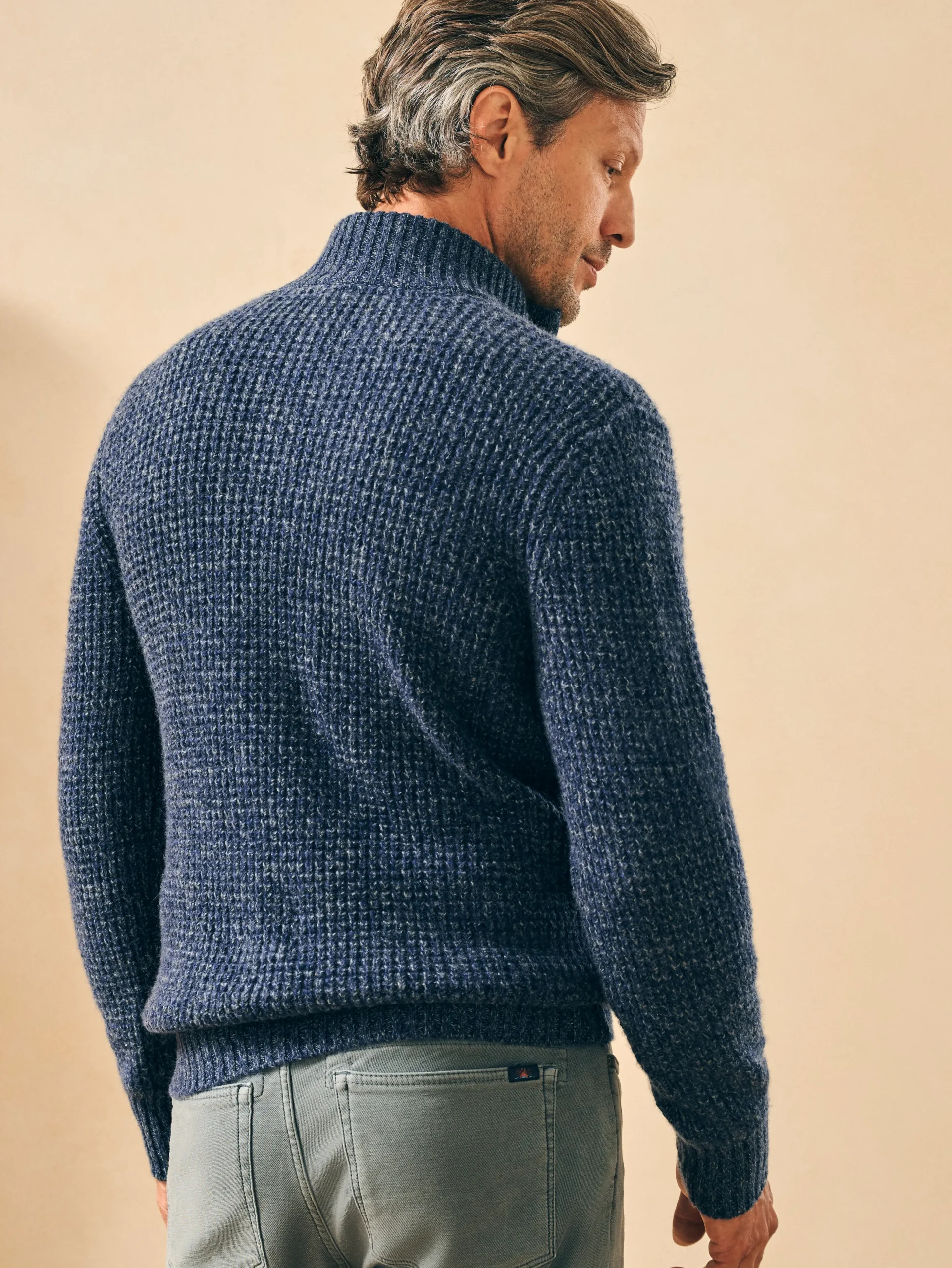 Faherty Brand Cashmere Wool Quarter Button Sweater -