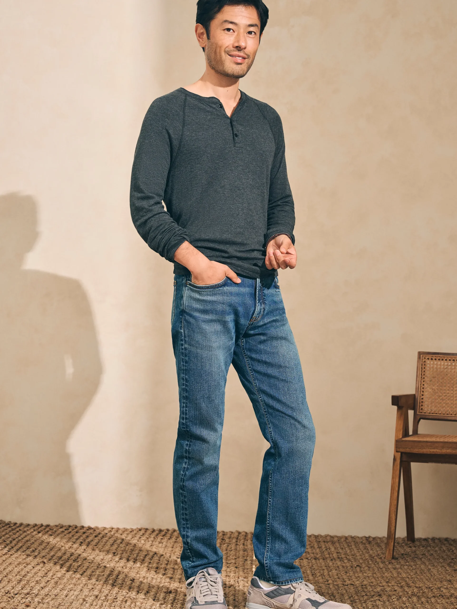 Faherty Brand Cloud Cotton Long-Sleeve Henley (Tall) -