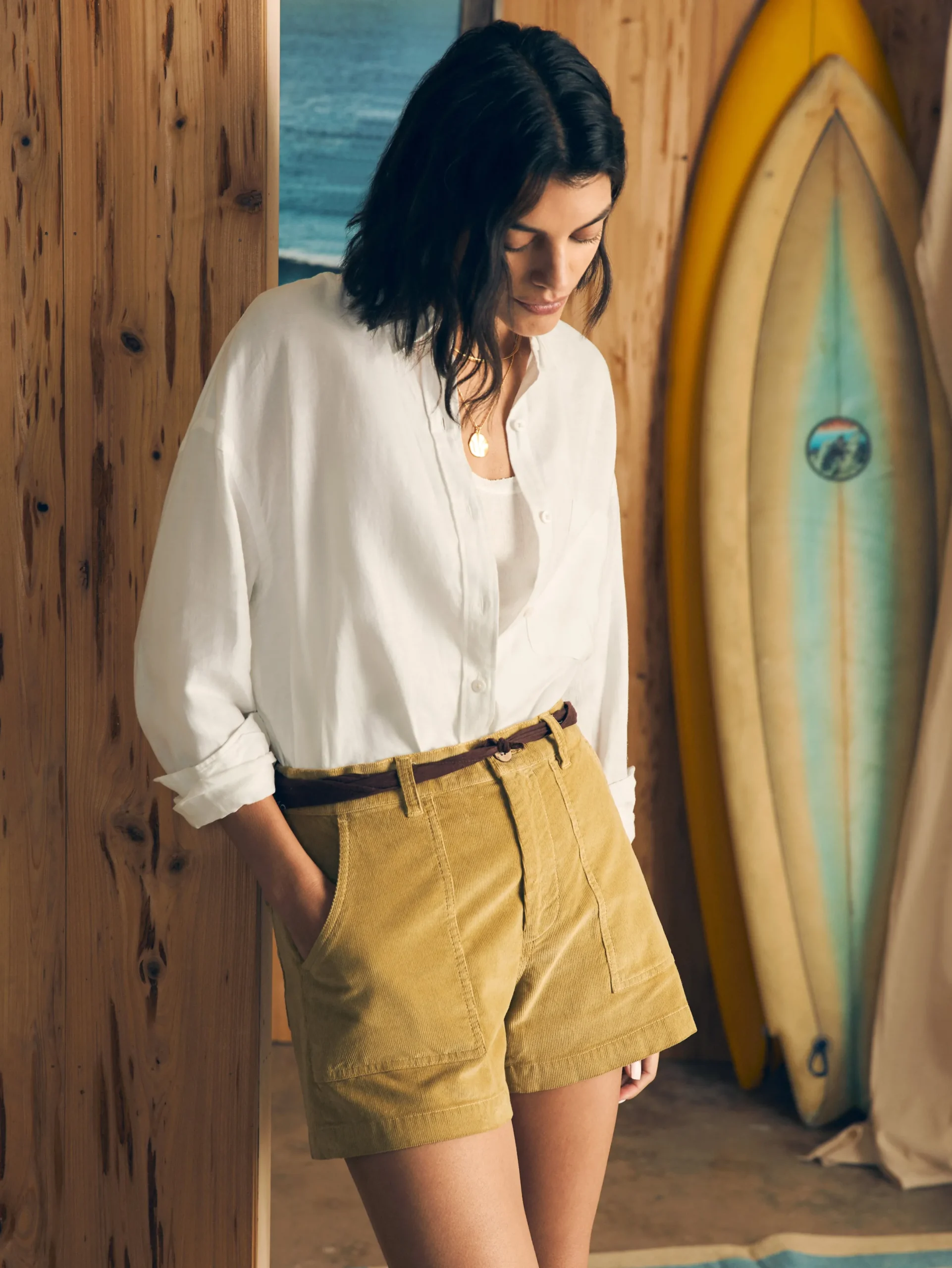 Women Faherty Brand Cord Patch Pocket Short -