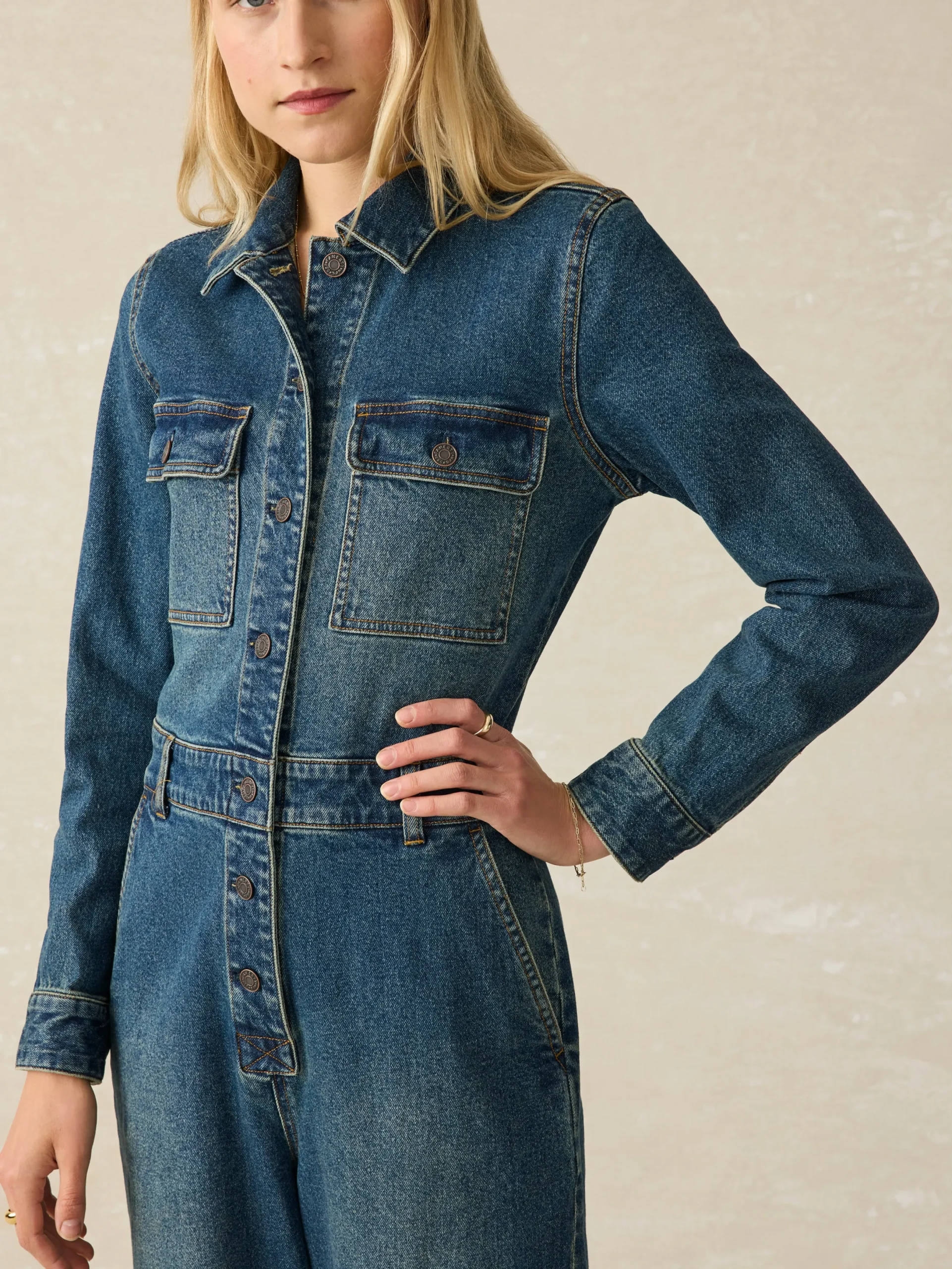 Women Faherty Brand Denim Michelle Jumpsuit -