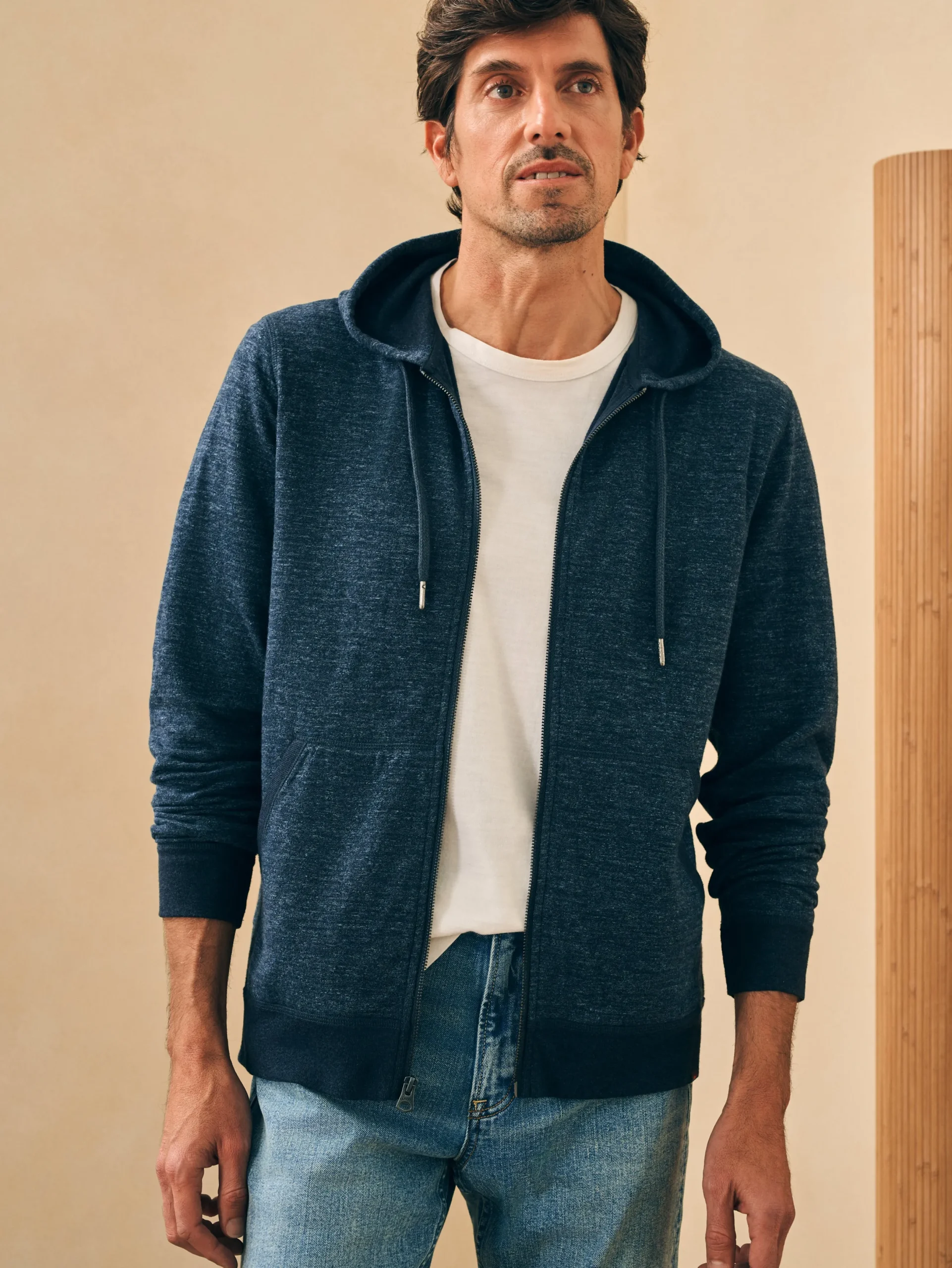 Faherty Brand Double Knit Zip Hoodie -