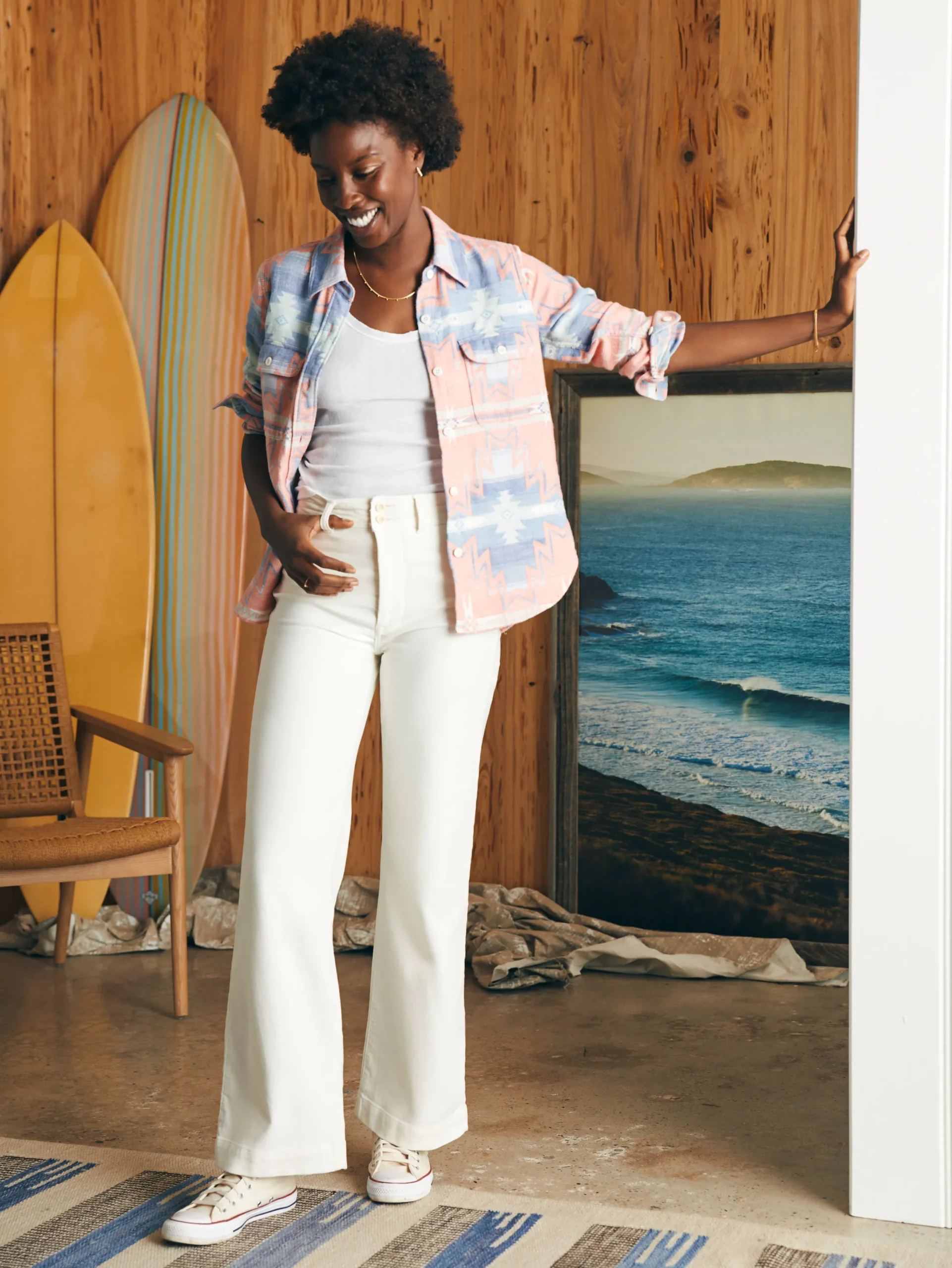 Women Faherty Brand Doug Good Feather Daly Shirt -
