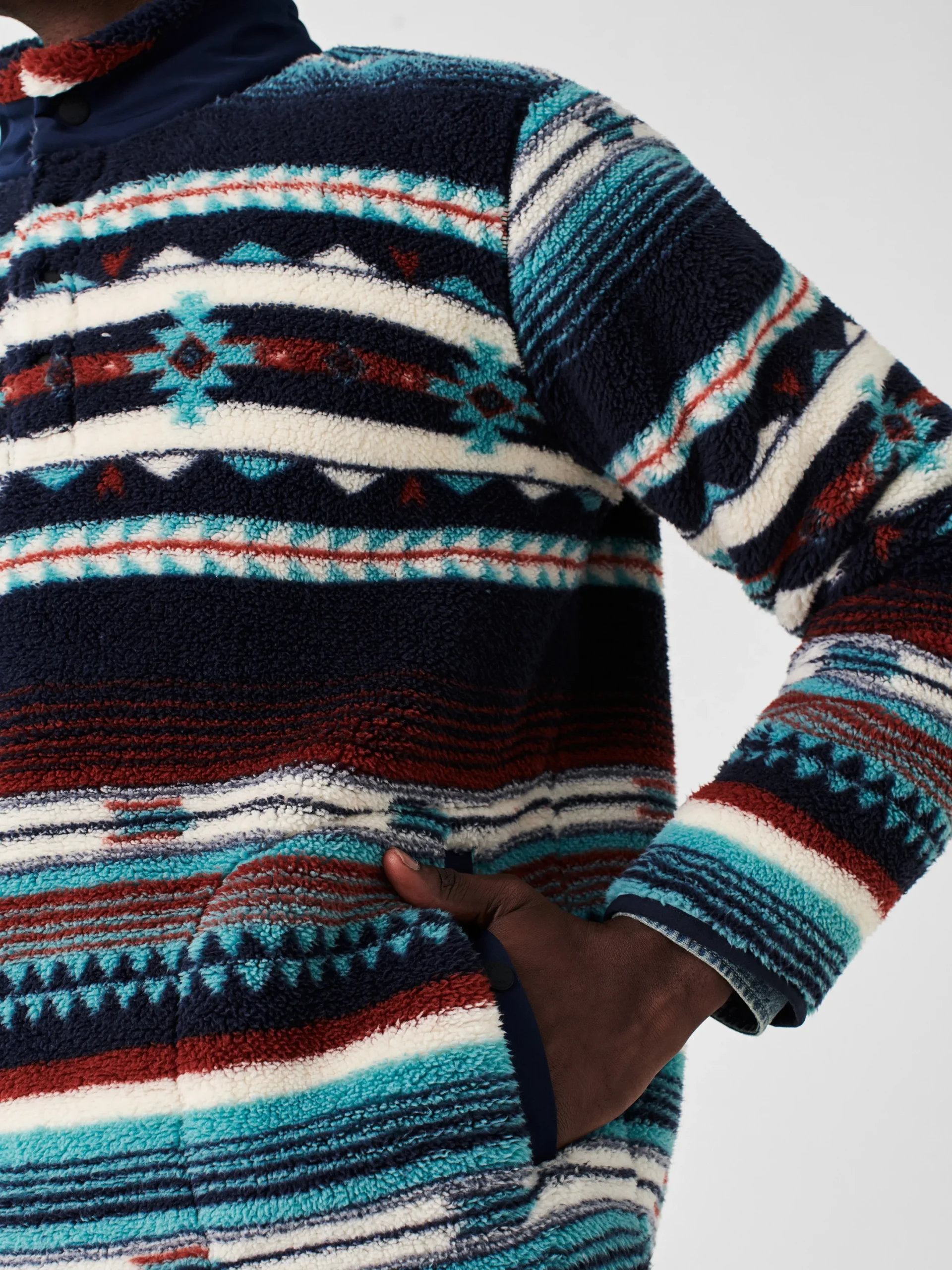 Faherty Brand Doug Good Feather High Pile Fleece Popover -