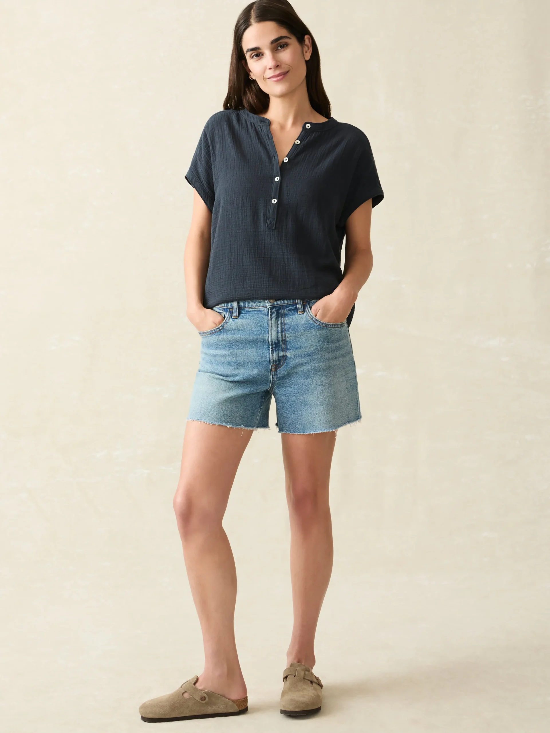 Women Faherty Brand Dream Cotton Gauze Desmond Top -