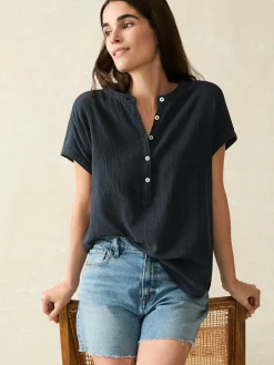 Women Faherty Brand Dream Cotton Gauze Desmond Top -