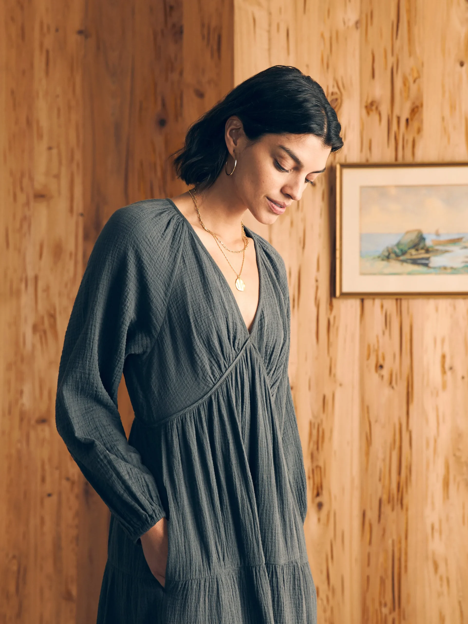 Women Faherty Brand Dream Cotton Gauze Sirene Midi Dress -