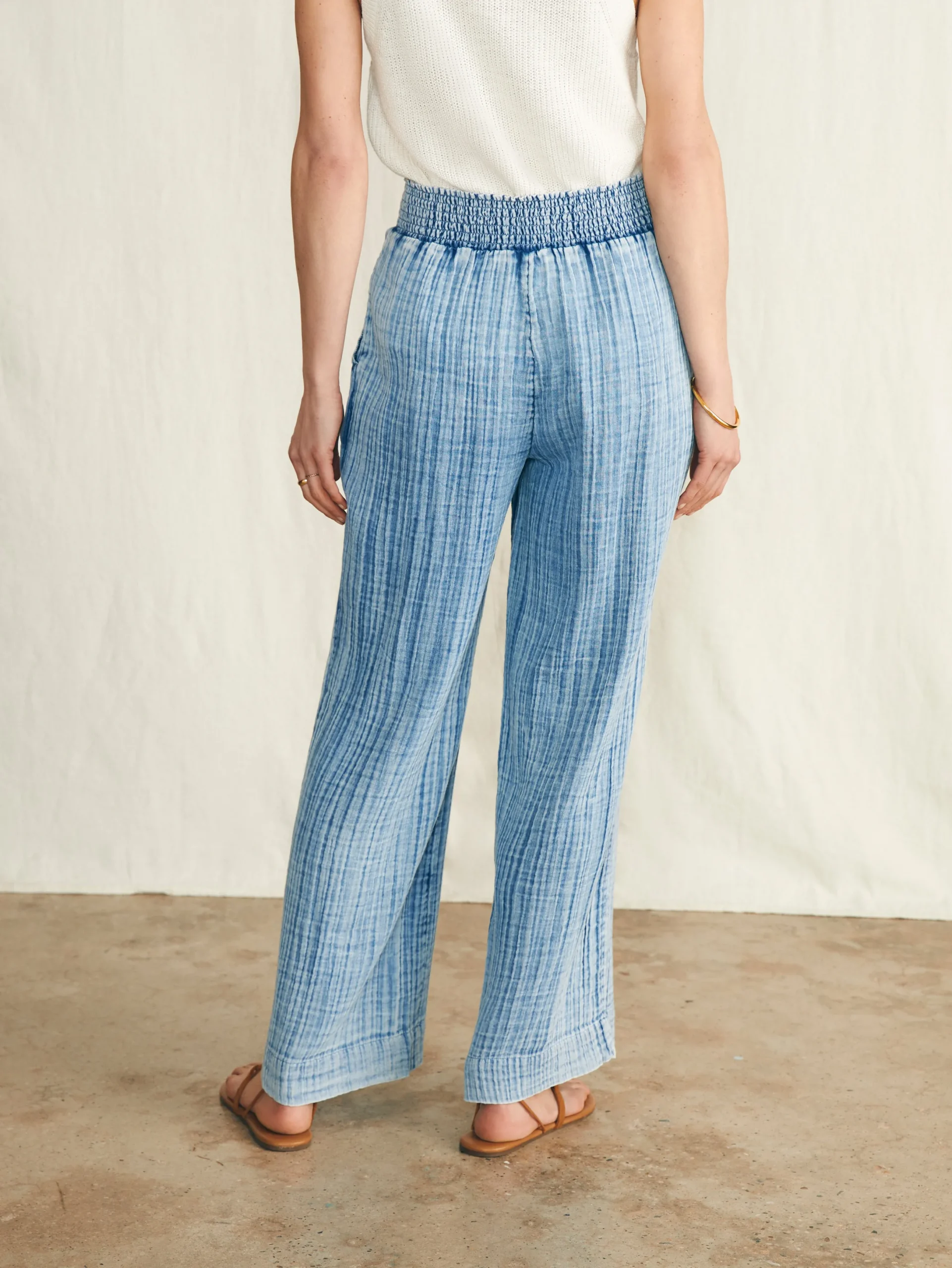 Women Faherty Brand Dream Cotton Gauze Wide Leg Pant -