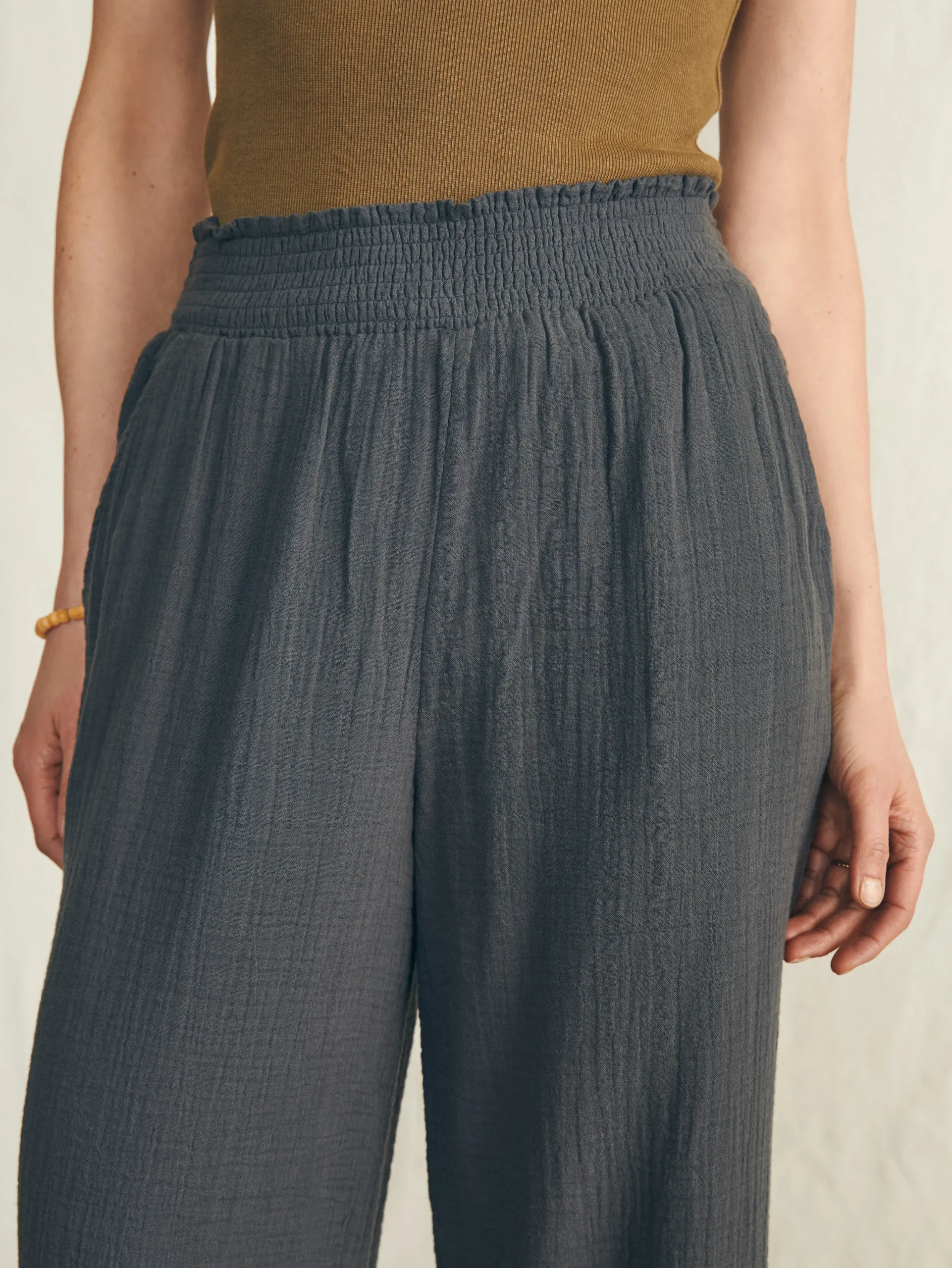Women Faherty Brand Dream Cotton Gauze Wide Leg Pant -