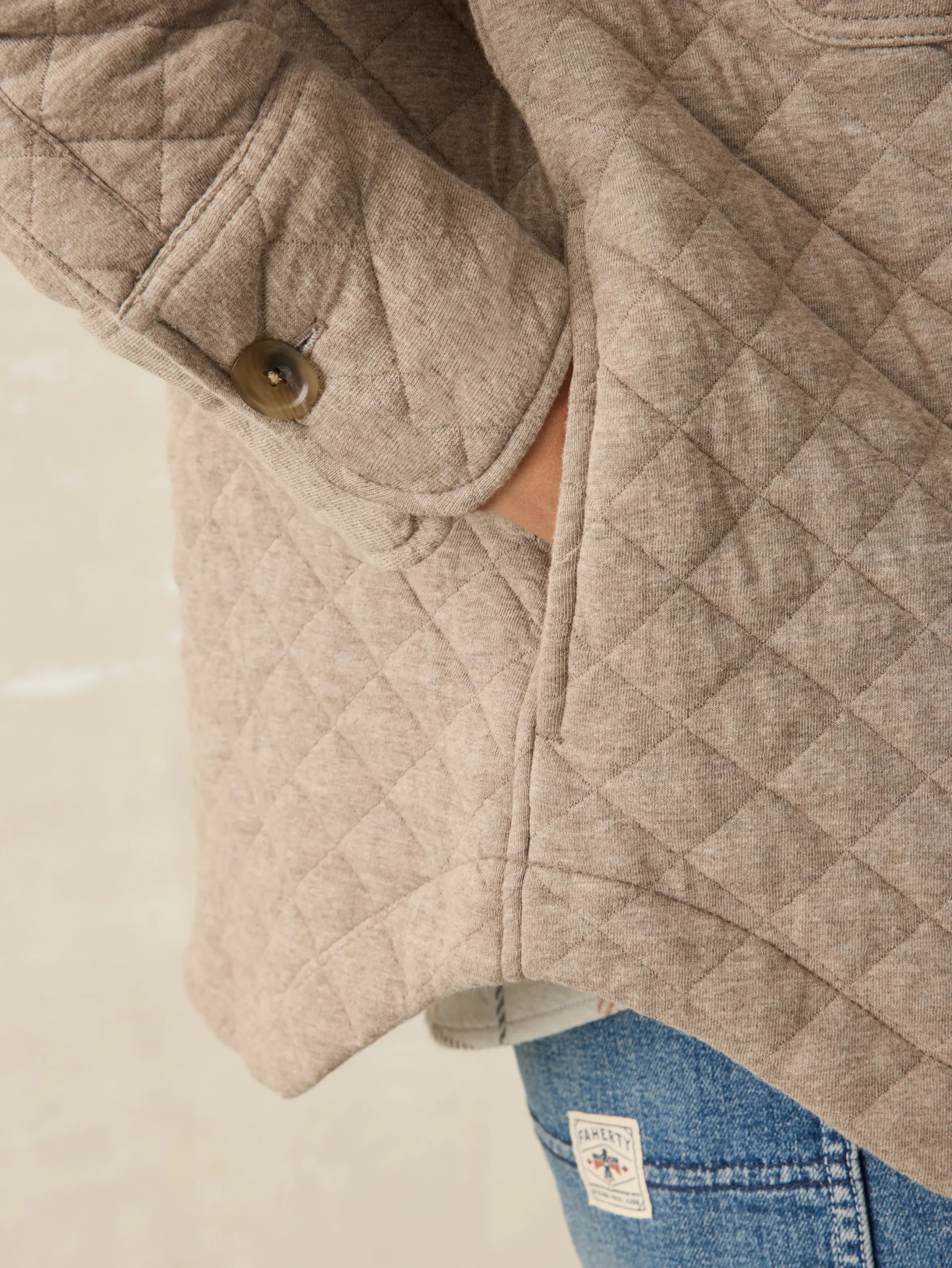 Women Faherty Brand Epic Quilted Fleece Shirt Jacket -