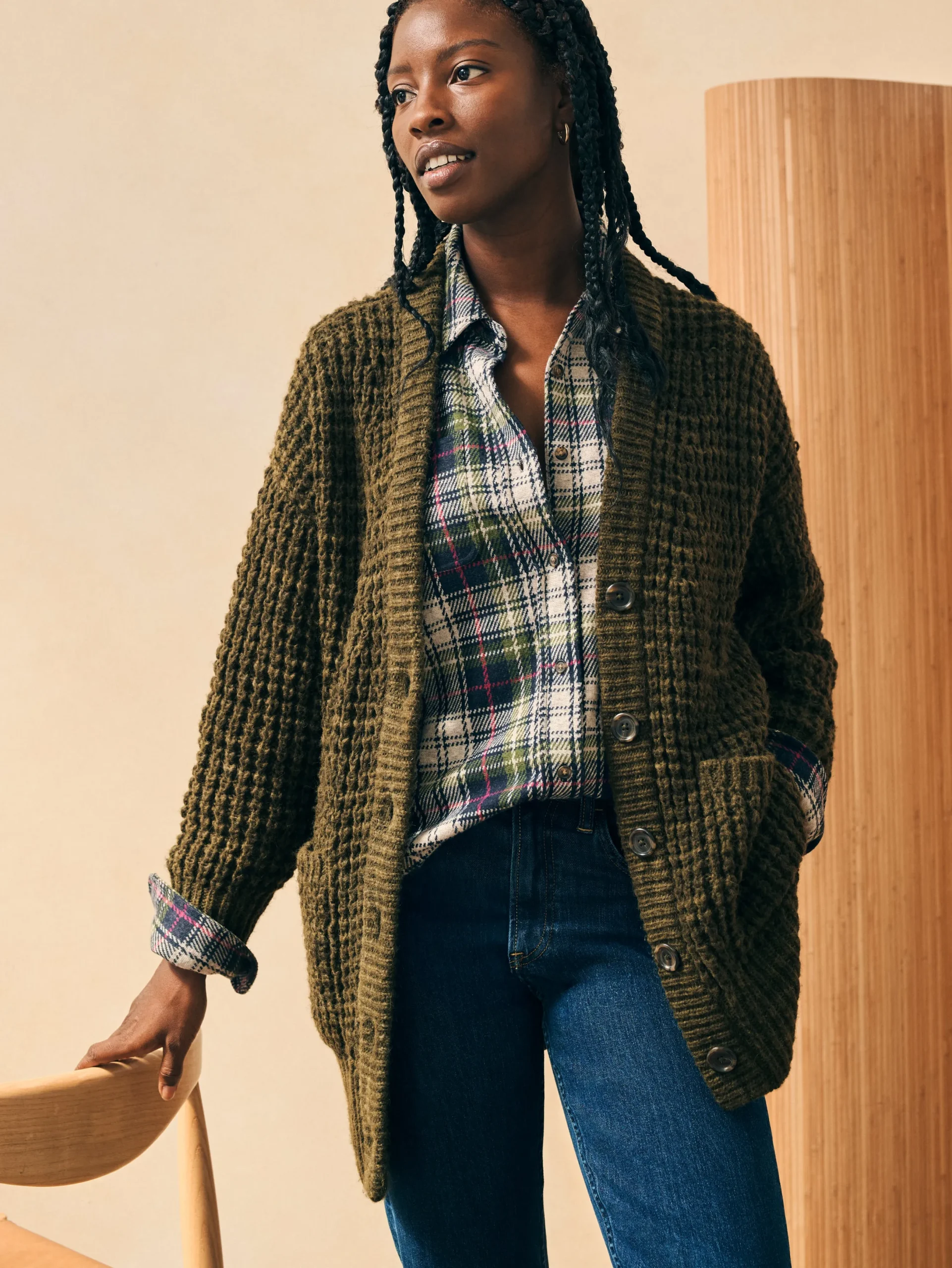 Women Faherty Brand Frost Waffle Cardigan -