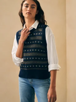 Women Faherty Brand Highland Fair Isle Sweater Vest -