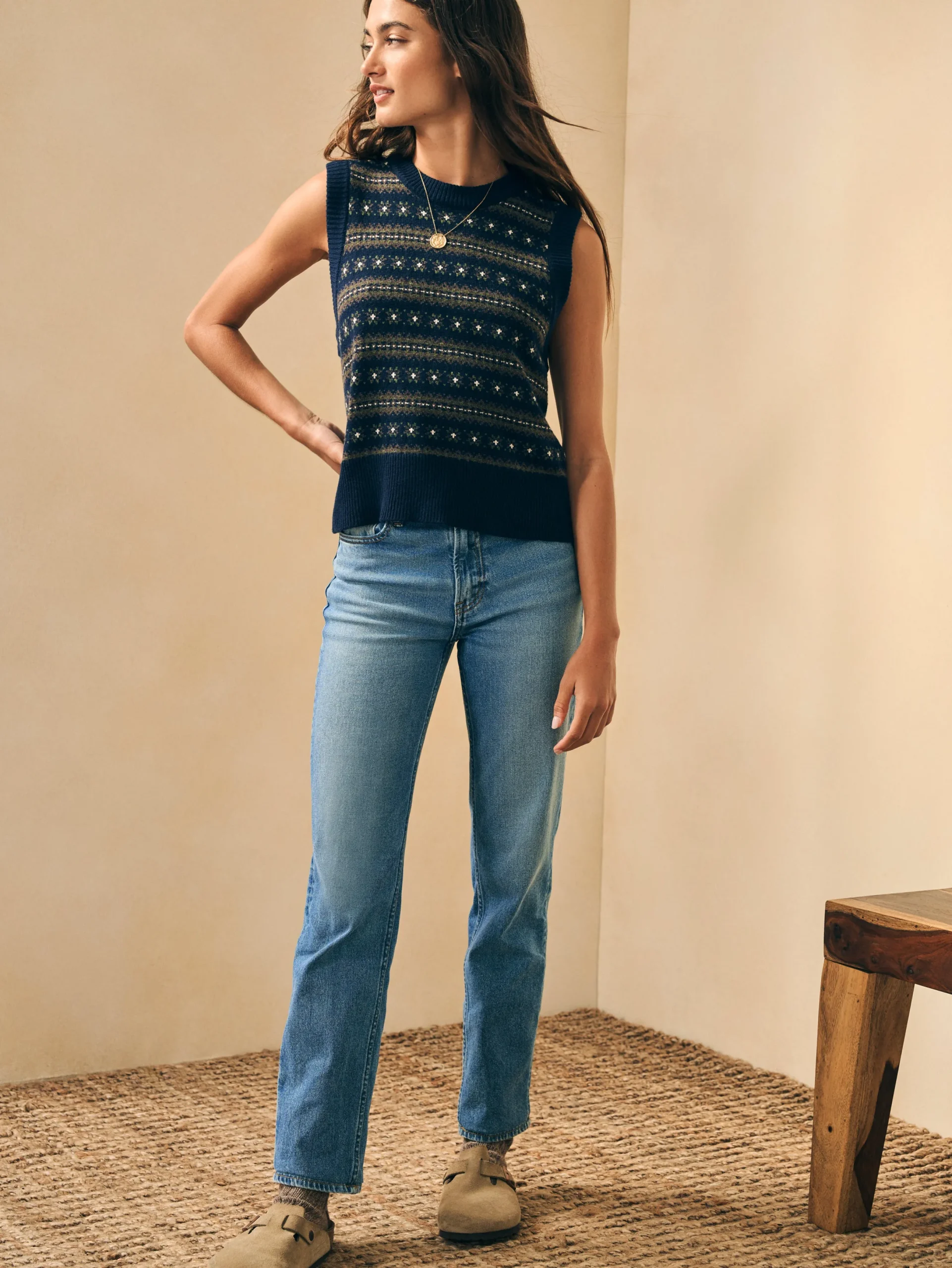 Women Faherty Brand Highland Fair Isle Sweater Vest -