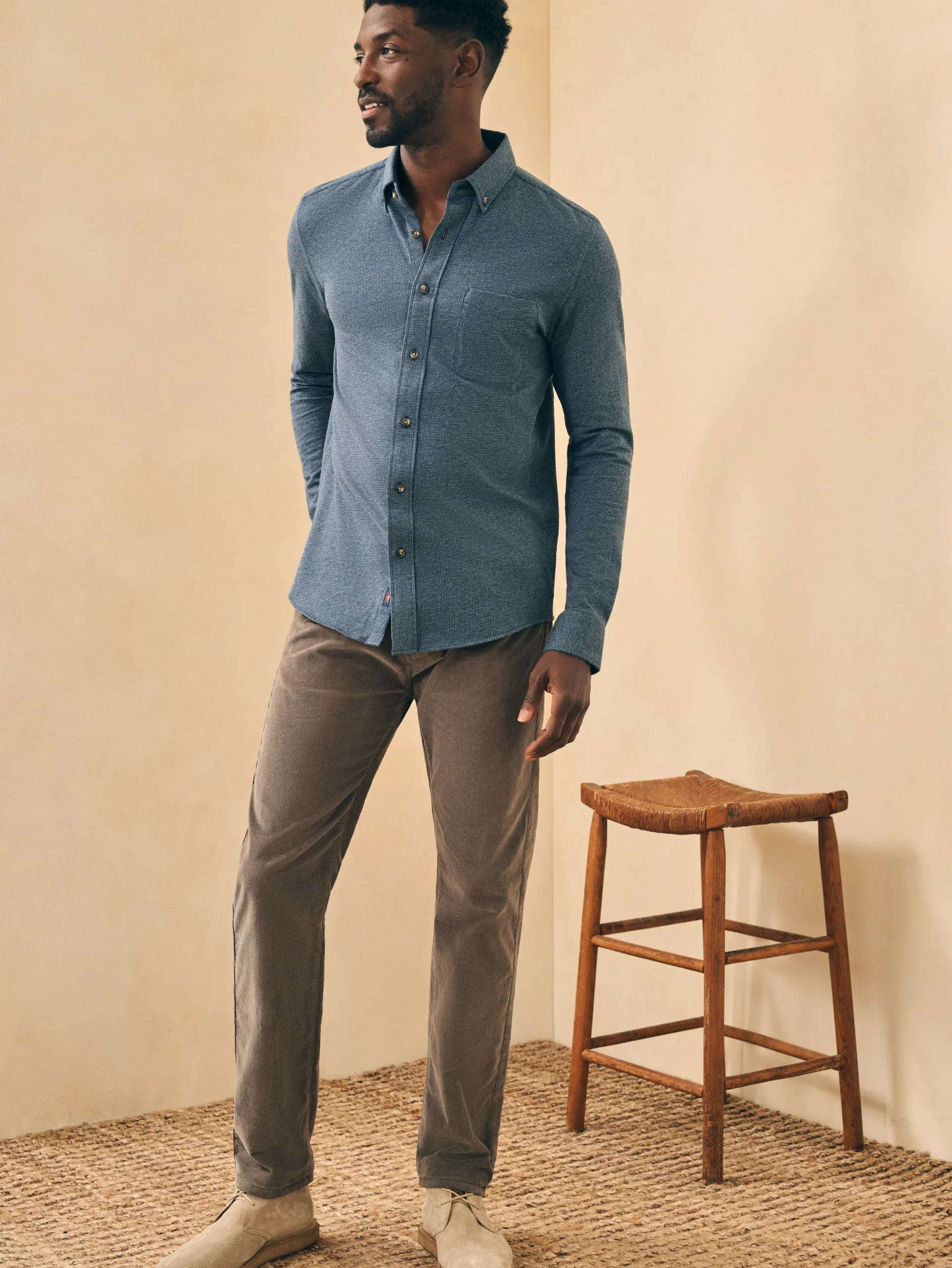 Faherty Brand Houndstooth Knit Shirt -