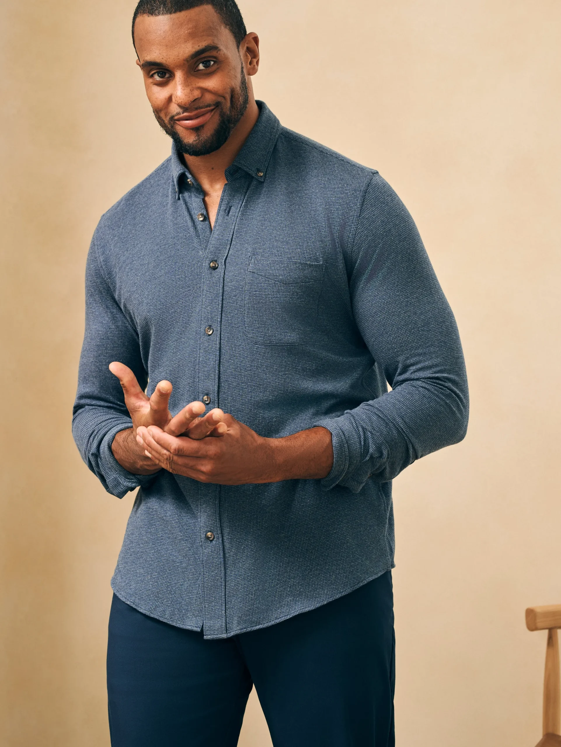 Faherty Brand Houndstooth Knit Shirt -