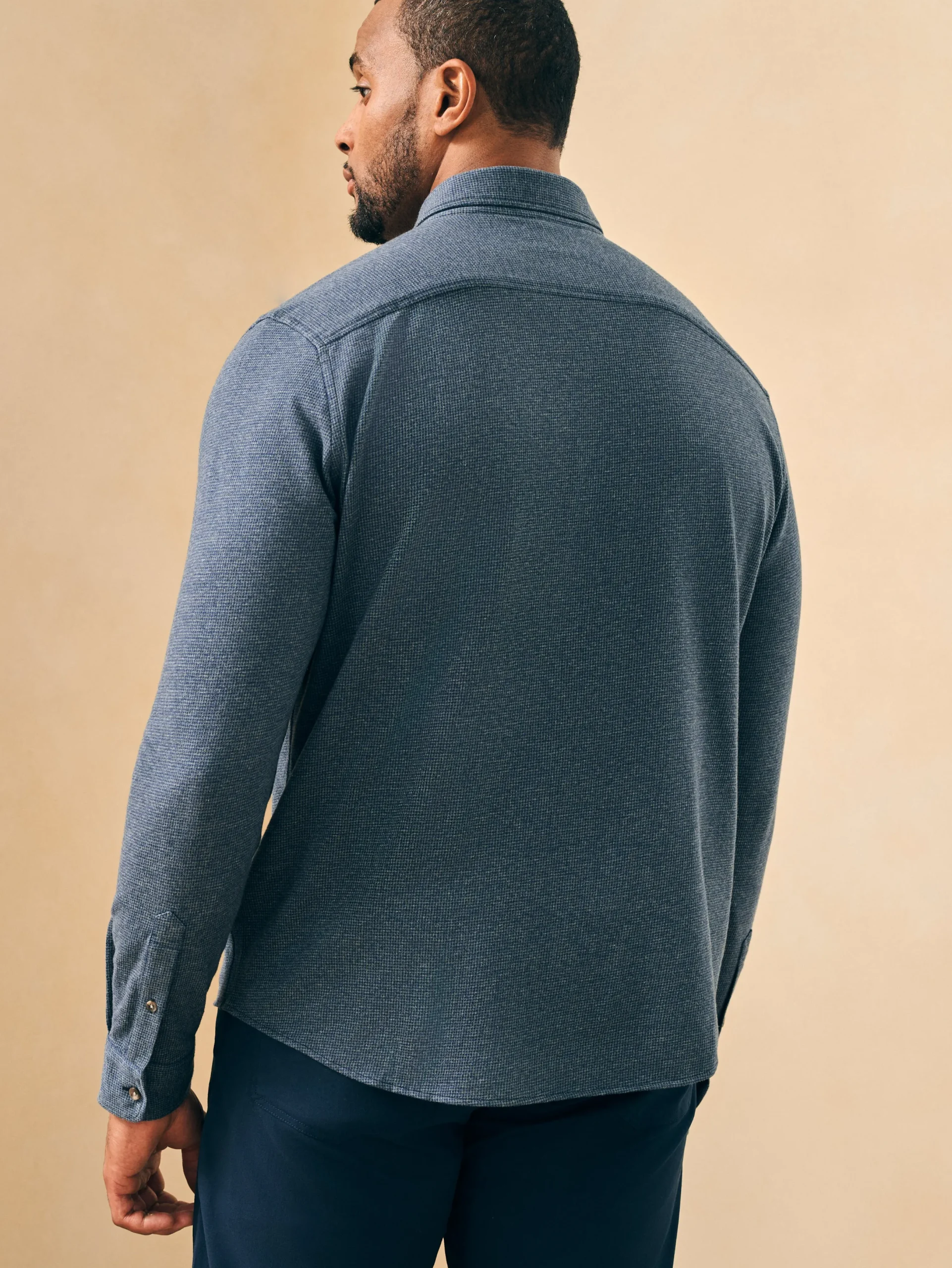 Faherty Brand Houndstooth Knit Shirt -