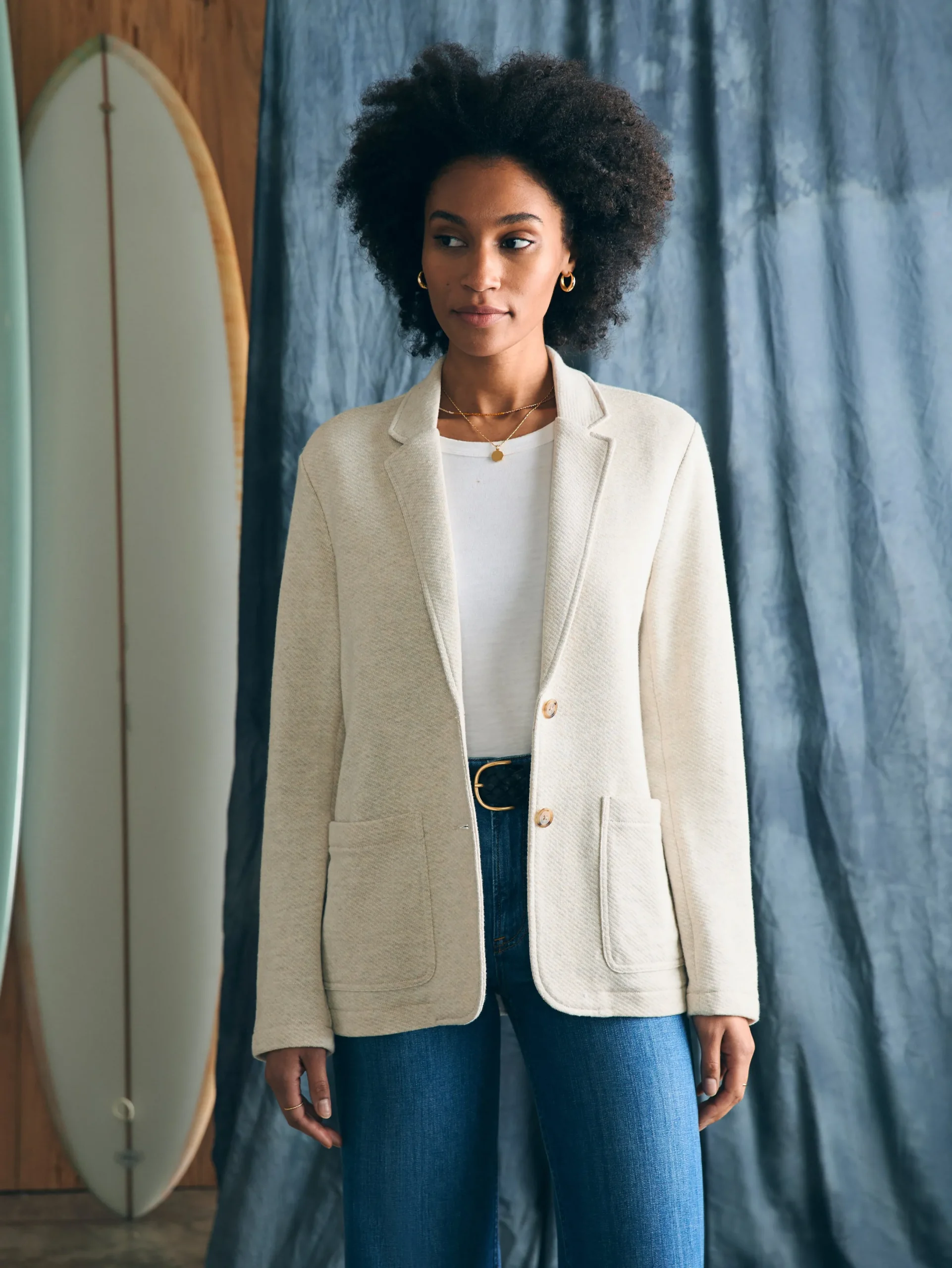 Women Faherty Brand Inlet Knit Blazer -