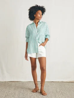 Women Faherty Brand Laguna Linen Relaxed Shirt -