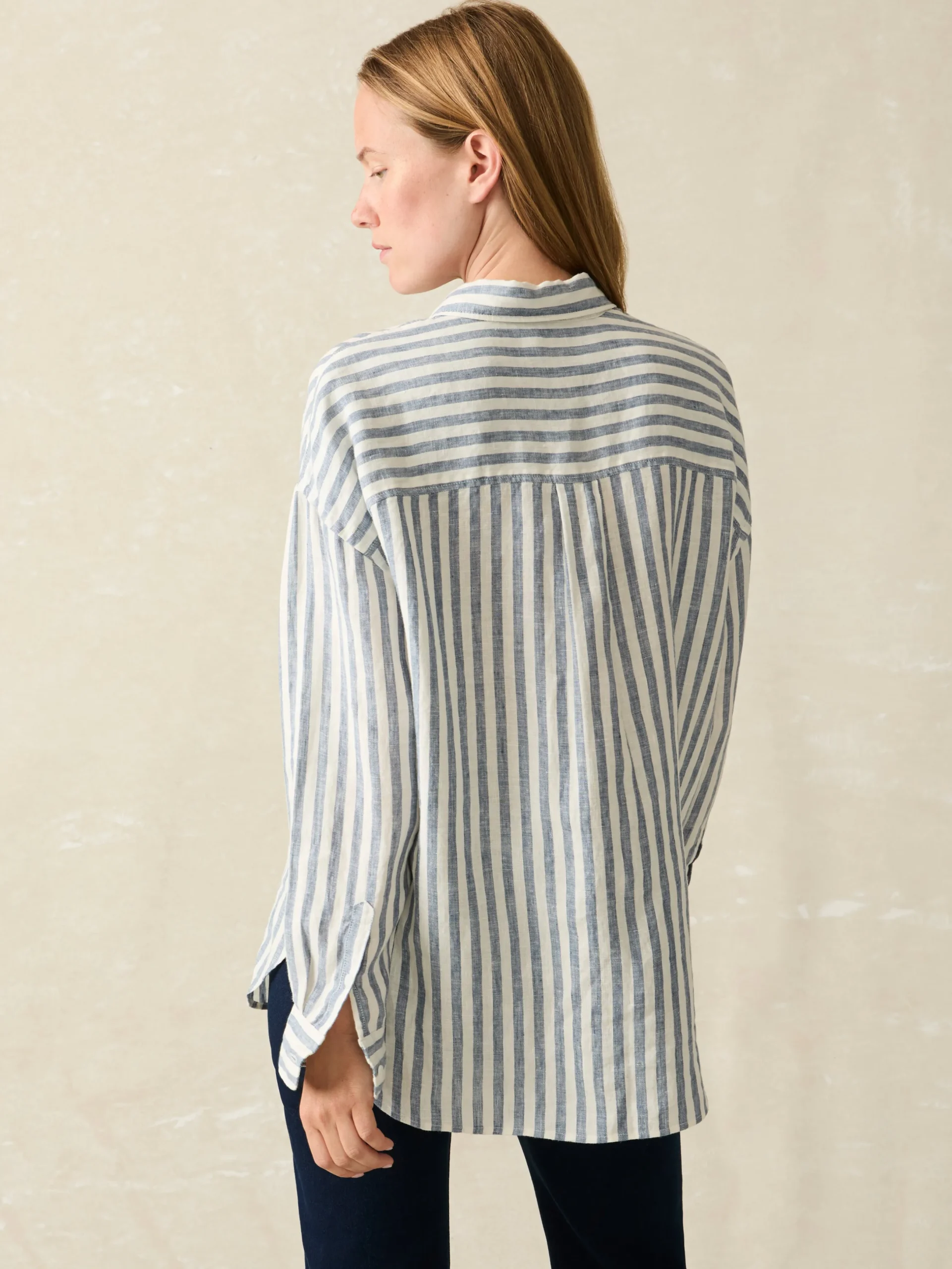 Women Faherty Brand Laguna Linen Relaxed Shirt -