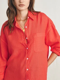 Women Faherty Brand Laguna Linen Relaxed Shirt -