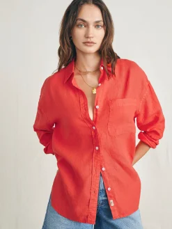 Women Faherty Brand Laguna Linen Relaxed Shirt -