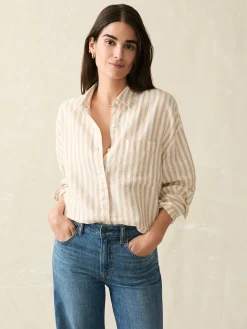 Women Faherty Brand Laguna Linen Relaxed Shirt -