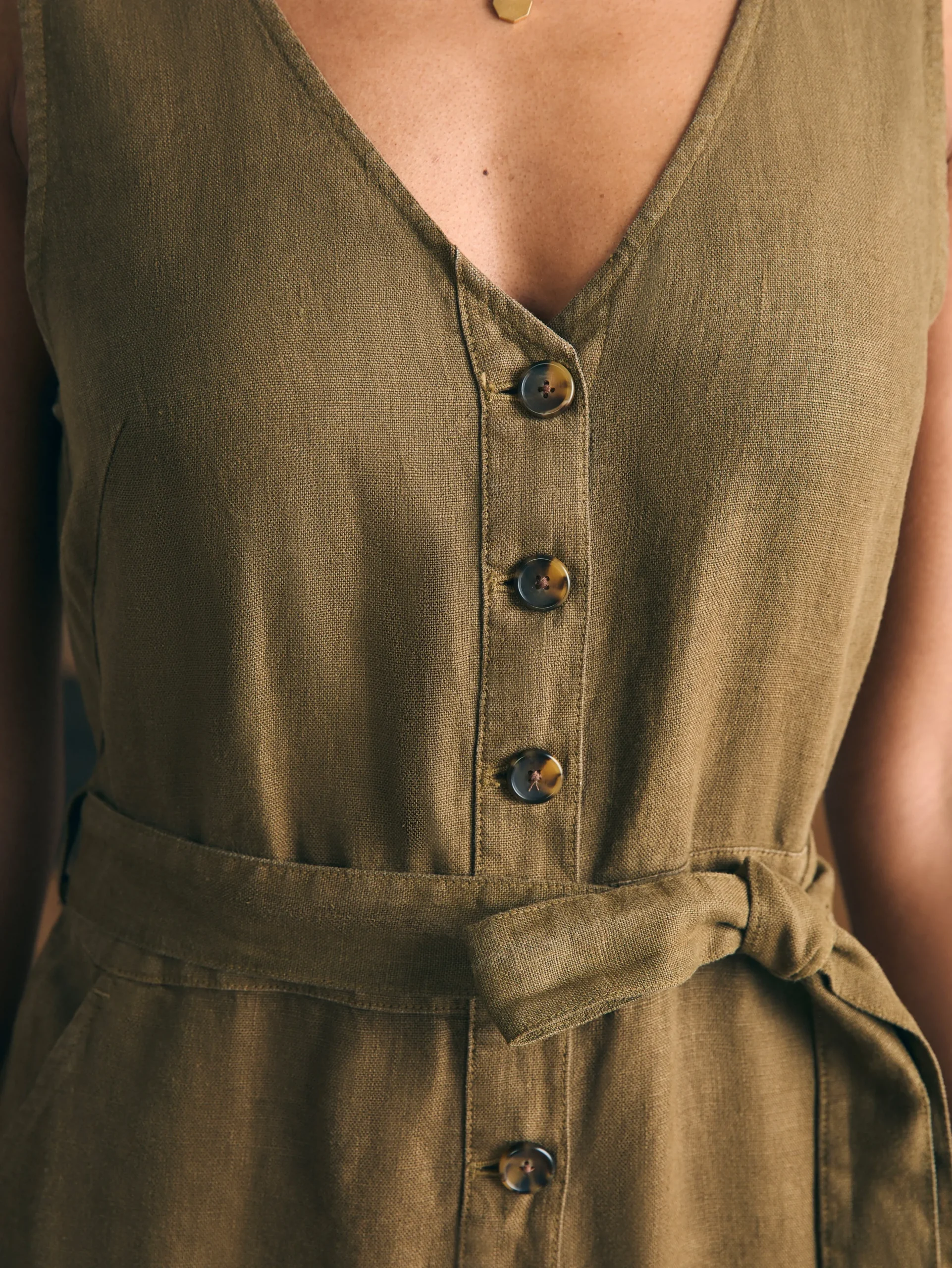 Women Faherty Brand Linen Alina Jumpsuit -