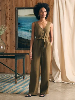 Women Faherty Brand Linen Alina Jumpsuit -