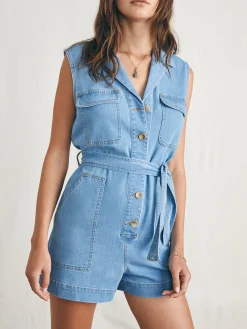 Women Faherty Brand Linen Denim Romper -