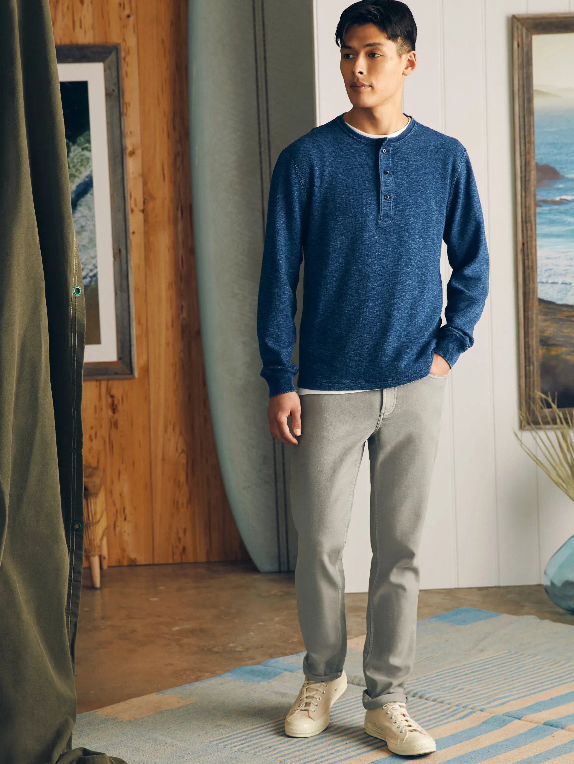 Faherty Brand Long-Sleeve Indigo Henley -