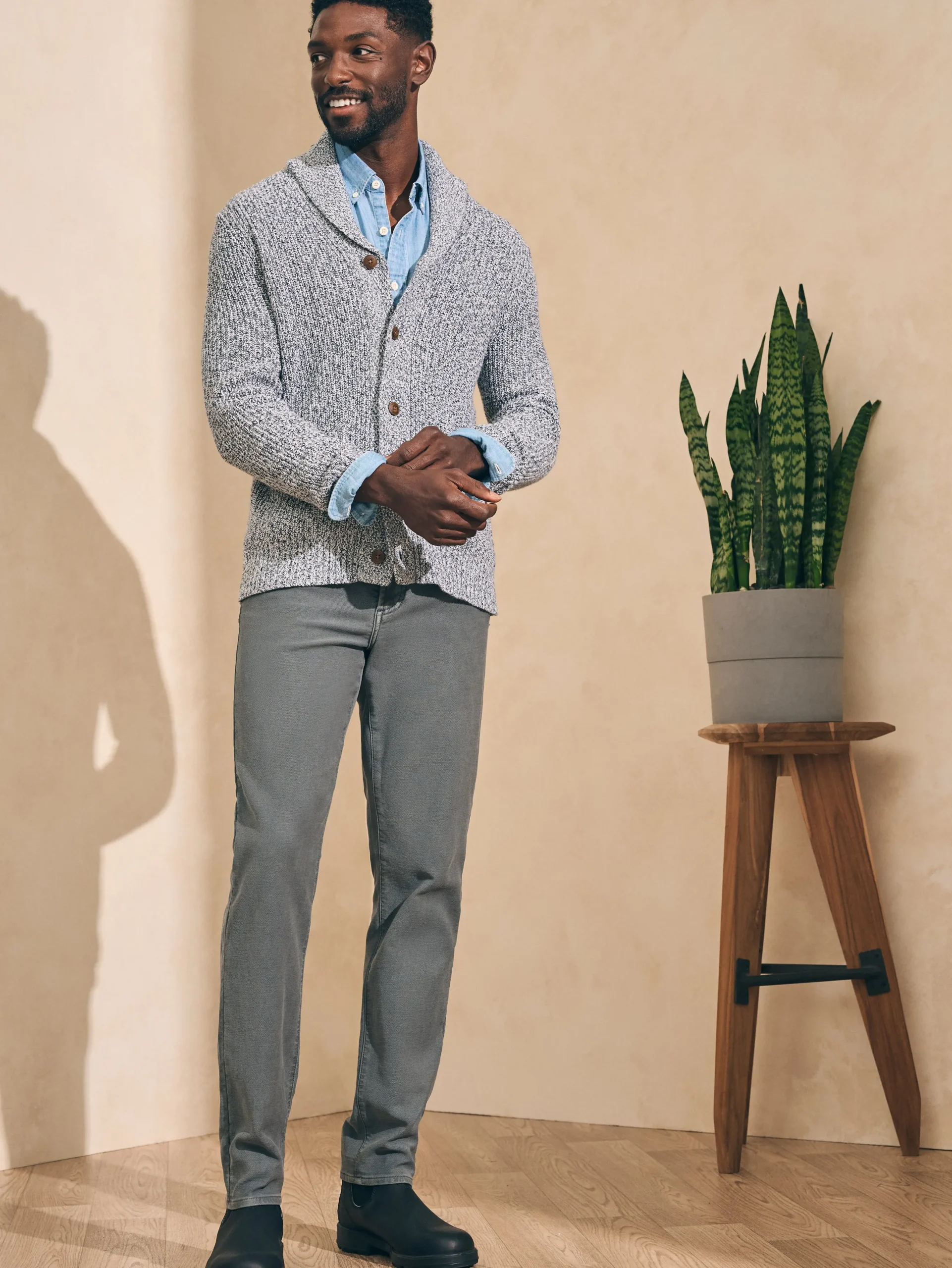 Faherty Brand Marled Cotton Cardigan -