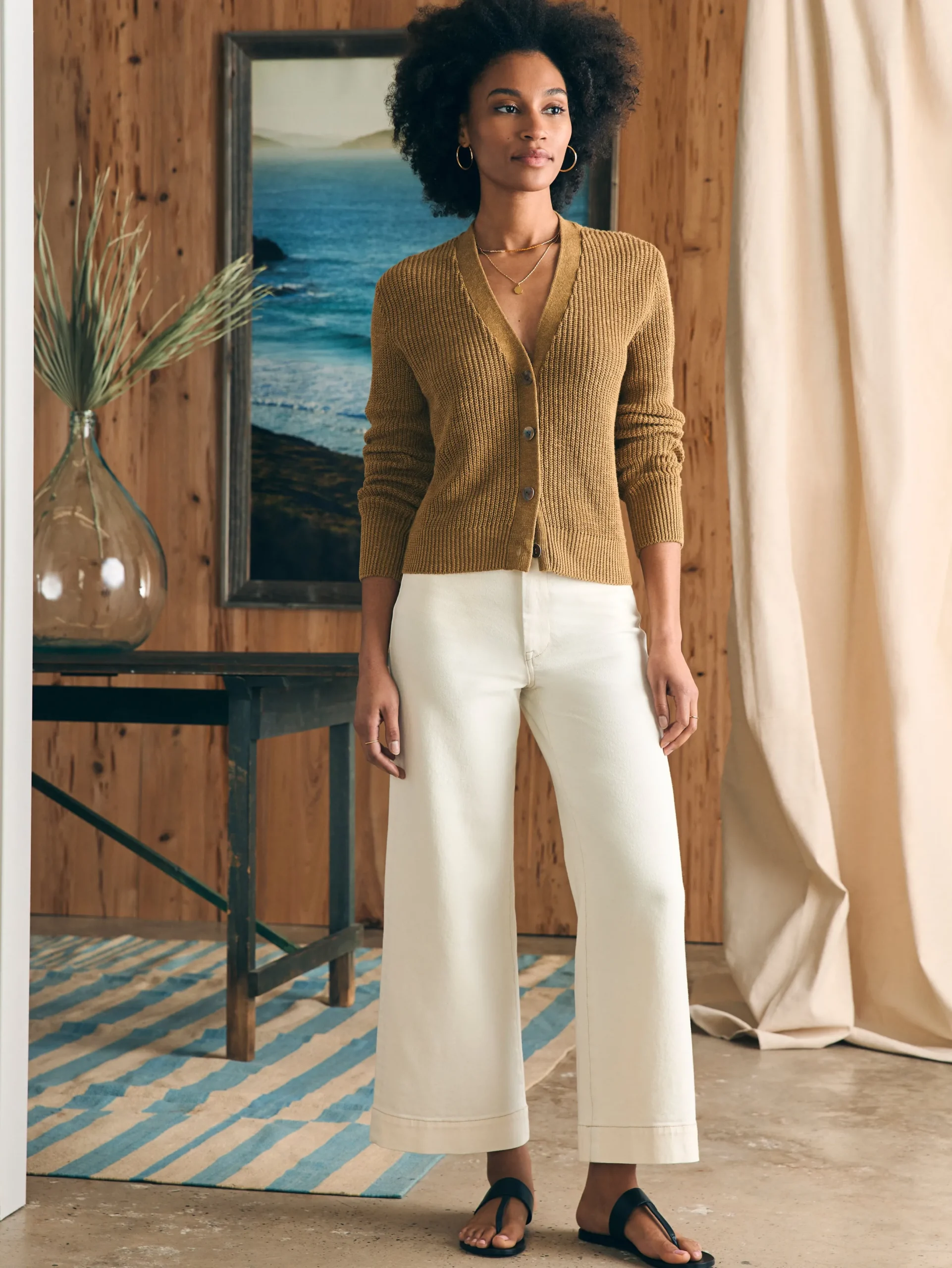Women Faherty Brand Miramar Linen Cardigan -