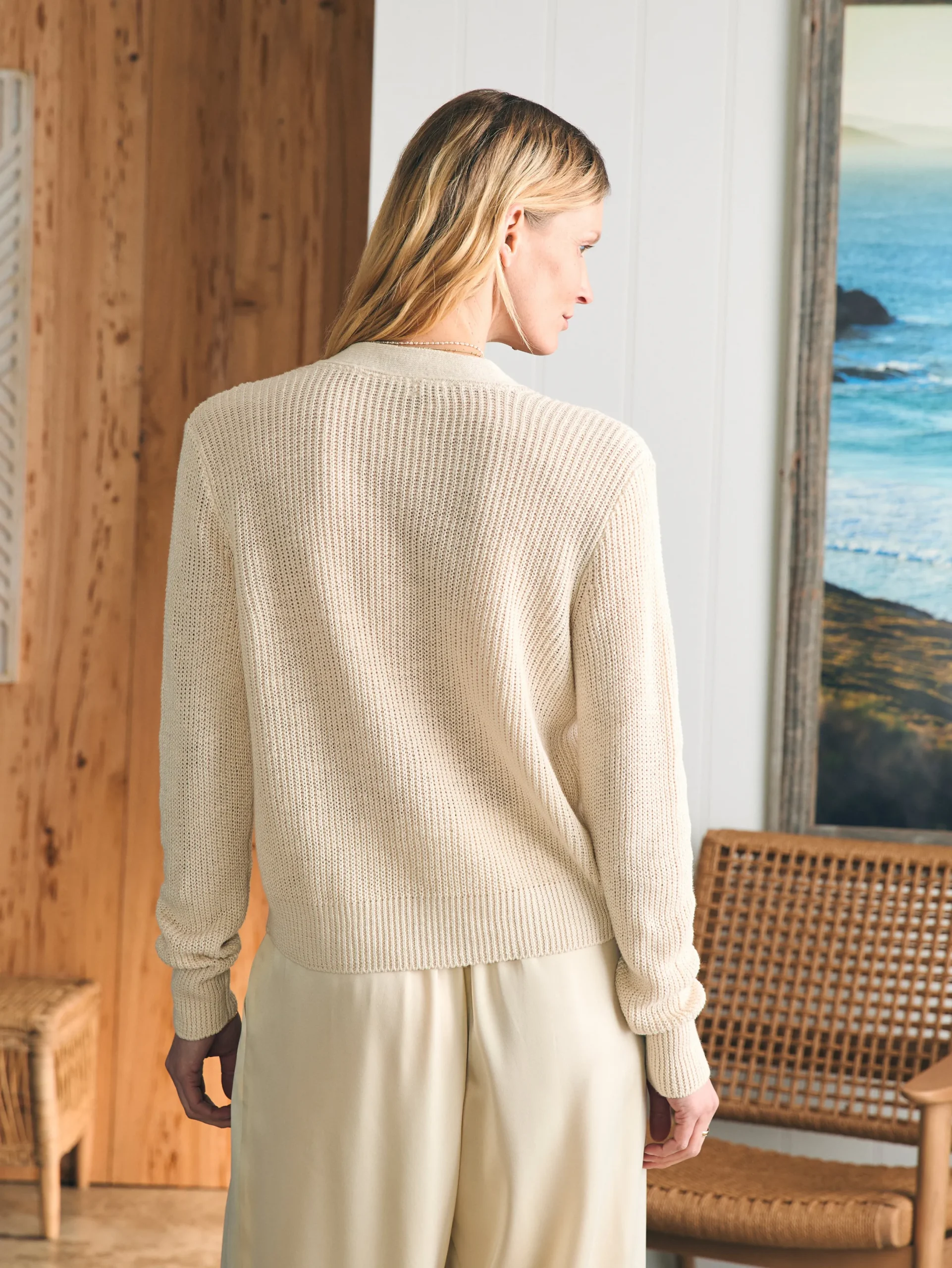 Women Faherty Brand Miramar Linen Cardigan -