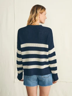 Women Faherty Brand Miramar Linen Crew Sweater -