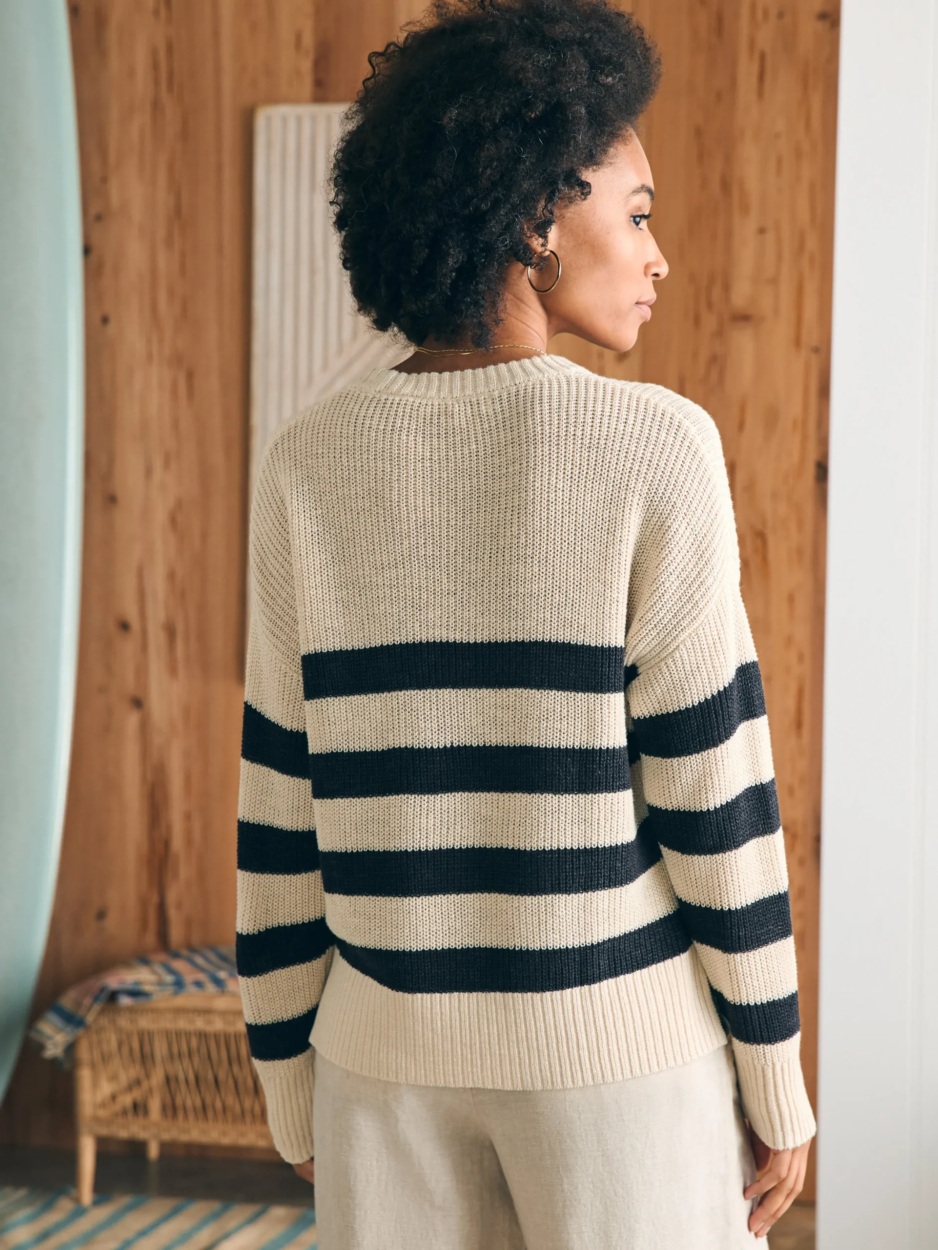 Women Faherty Brand Miramar Linen Crew Sweater -