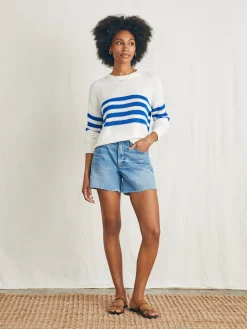 Women Faherty Brand Miramar Linen Crew Sweater -