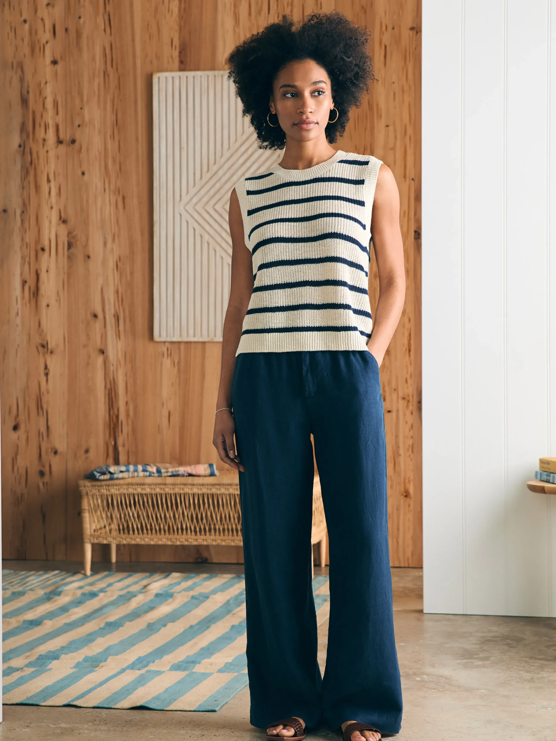 Women Faherty Brand Miramar Linen Muscle Tank -