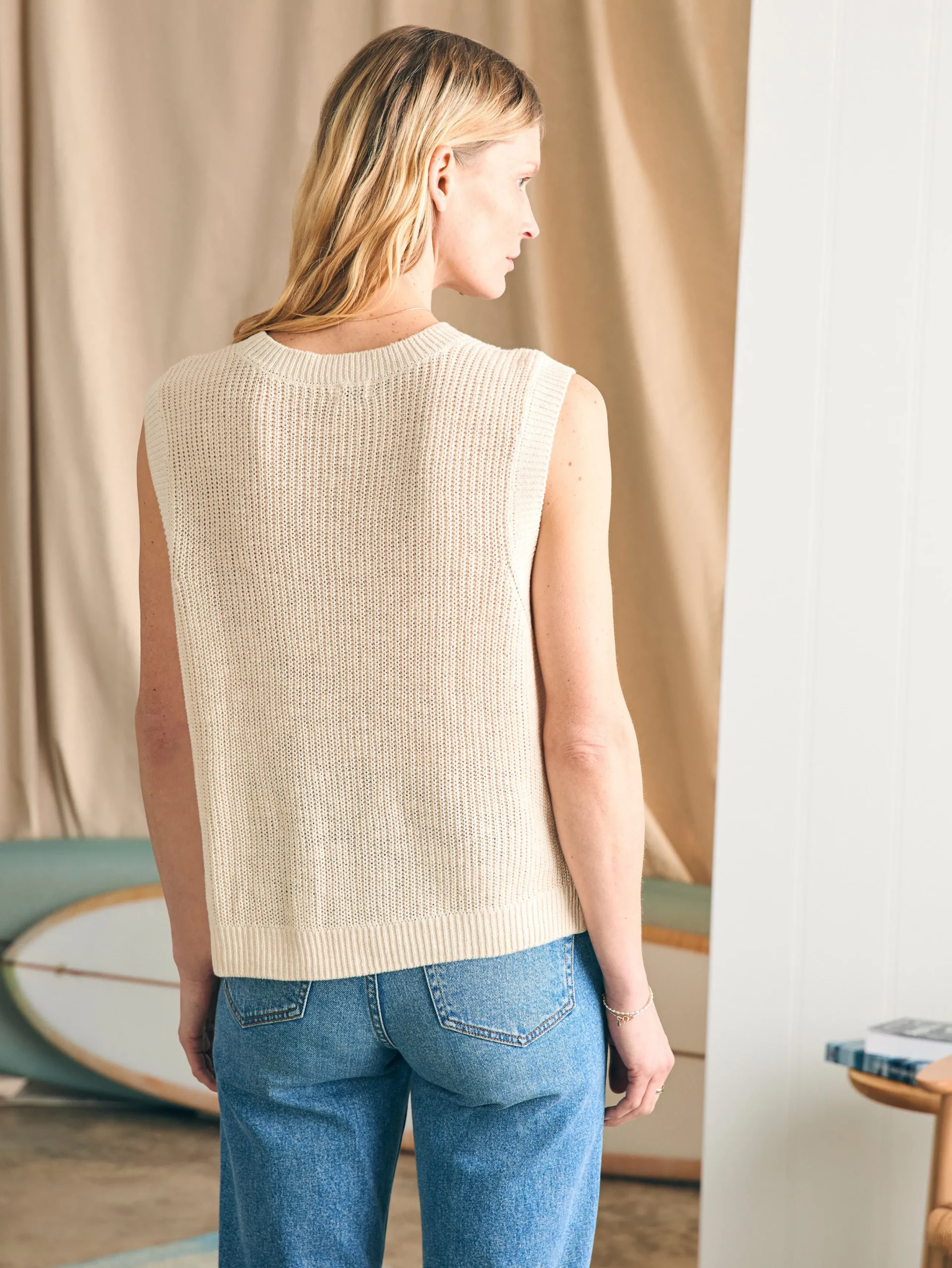Women Faherty Brand Miramar Linen Muscle Tank -