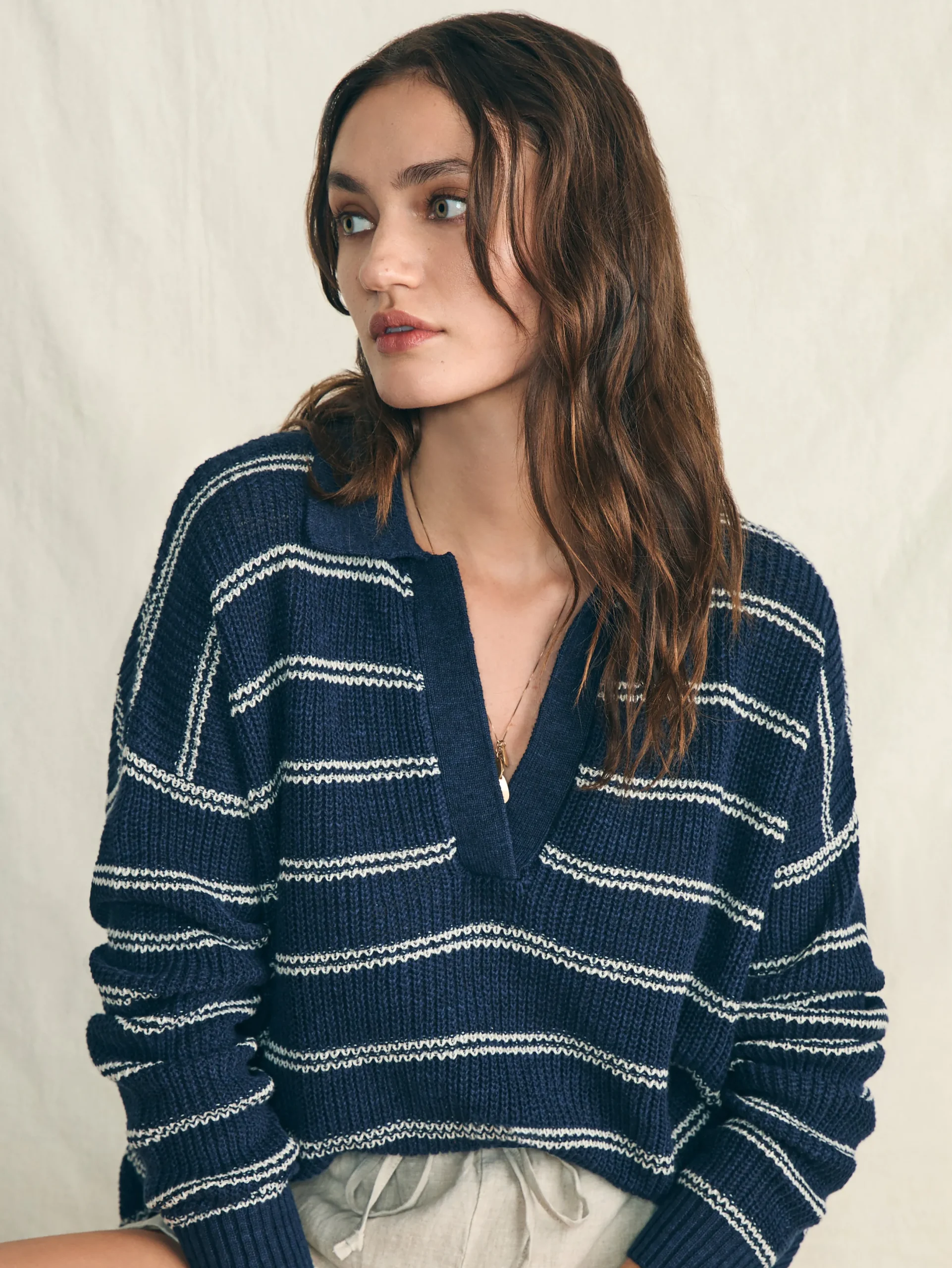 Women Faherty Brand Miramar Linen Polo -