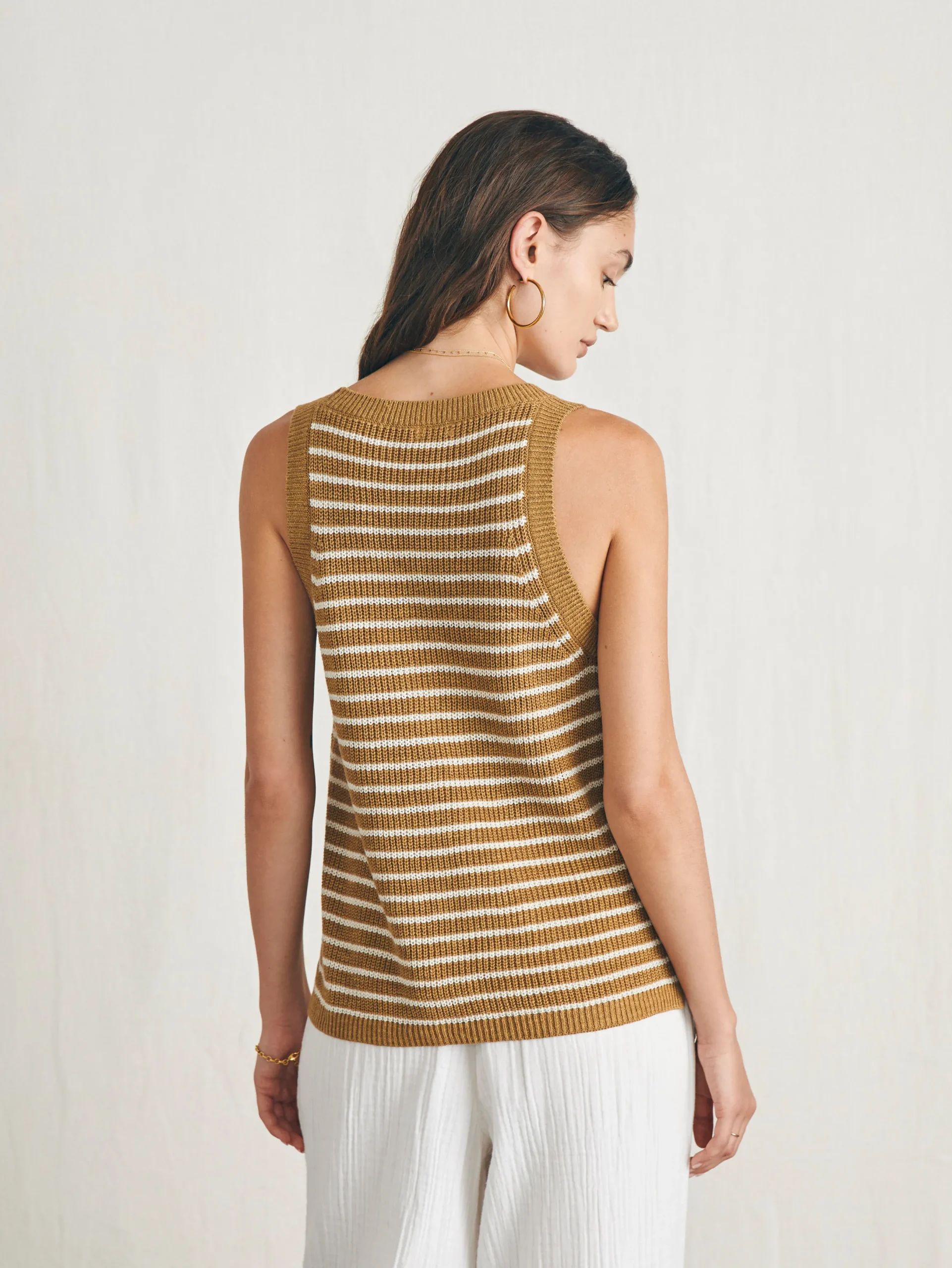 Women Faherty Brand Miramar Linen Scoop Neck Tank -