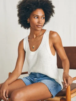 Women Faherty Brand Miramar Linen Scoop Neck Tank -