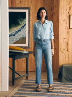 Women Faherty Brand Organic Cotton Slim Straight Denim -