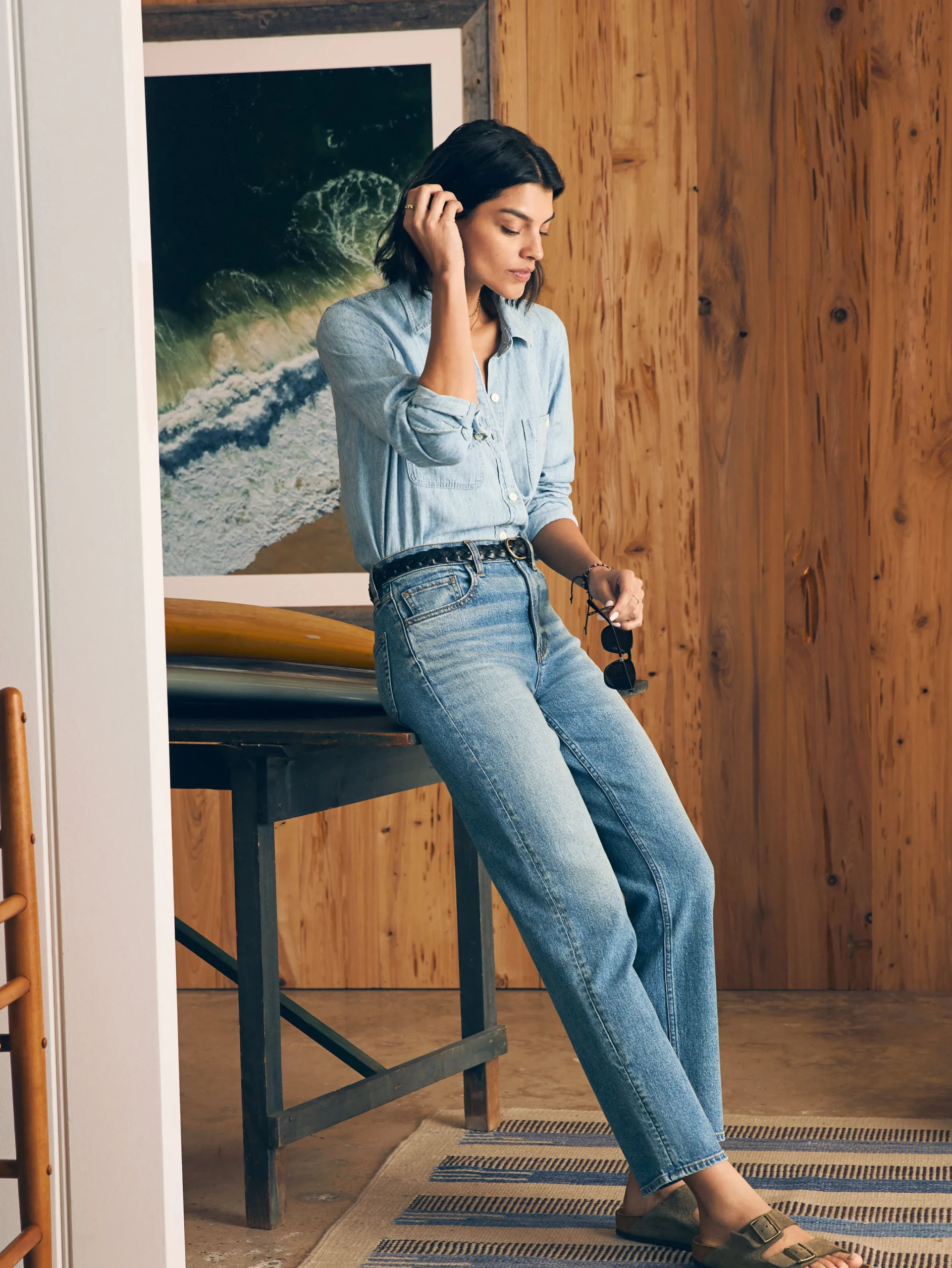 Women Faherty Brand Organic Cotton Slim Straight Denim -